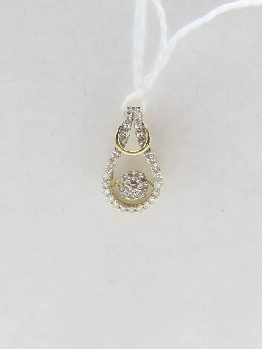 10k Yellow Solid Gold Dancing Diamond Pendant
